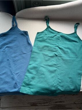 Shapermint Adjustable-Strap Camisoles — Teal and Blue